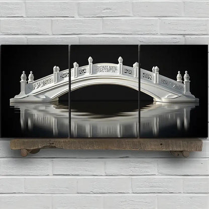 3pcs Arch Bridge Watercolor Reflection Style Metal Print Ready to Hang Art - Bella Home Decor
