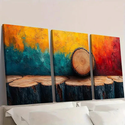 3pcs Pastel Grunge Forest Tree Rings TR Wall Art Canvas Unframed – High Quality Print 100% Australian Made Wall Canvas
