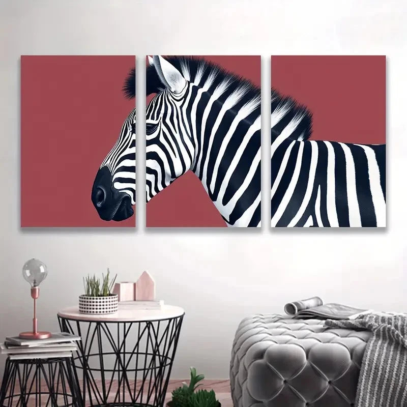 3pcs Zebra Painting with Bold Black & White I    Wall Art Set Canvas Framed 60x90cm - High Quality Print 100% Australian Made Wall Canvas Ready to Hang - Bella Home Decor