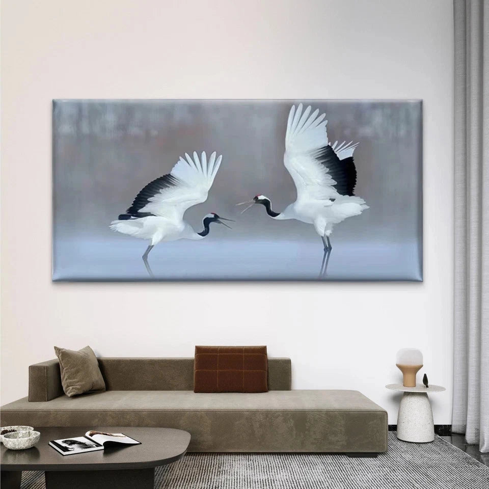 Elegant Red Crowned Cranes Wall Art Canvas Office Home Room Framed 120x60cm