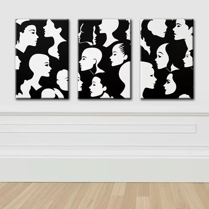 3pcs Luxurious Black and white face Wall Art Set Canvas Framed 40x60cm - High Quality Print 100% Australian Made Wall Canvas Ready to Hang