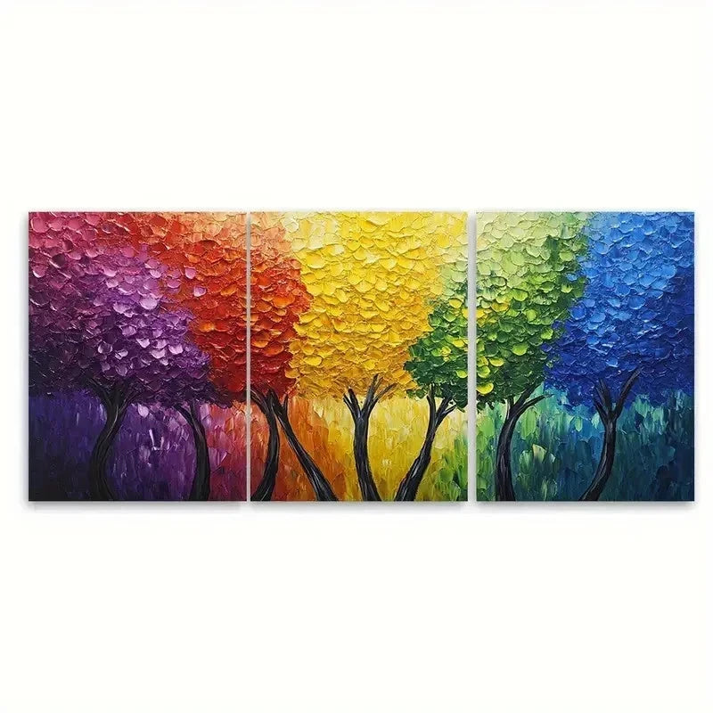 3pcs Colorful Forest Canopy Painting DI  Wall Art Set Canvas Framed 50x70cm - High Quality Print 100% Australian Made Wall Canvas Ready to Hang - Bella Home Decor