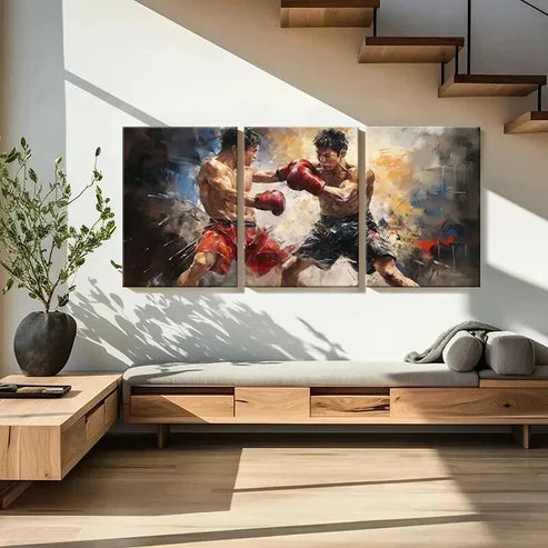 3pcs Intense Dynamic Boxing Matches Decor Wall Art Canvas Unframed - High Quality Print 100% Australian Made Wall Canvas