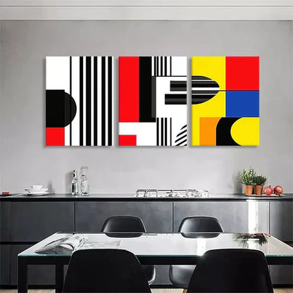 3pcs Bold Abstract Geometric Stripes Perfect Wall Art Set Canvas Unframed - High Quality Print 100% Australian Made Wall Canvas - Bella Home Decor