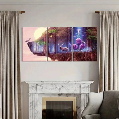 3pcs Abstract Aesthetic Animal Wolf Deer & Trees Wall Art Set Canvas Framed 40x60cm - High Quality Print 100% Australian Made Wall Canvas Ready to Hang - Bella Home Decor