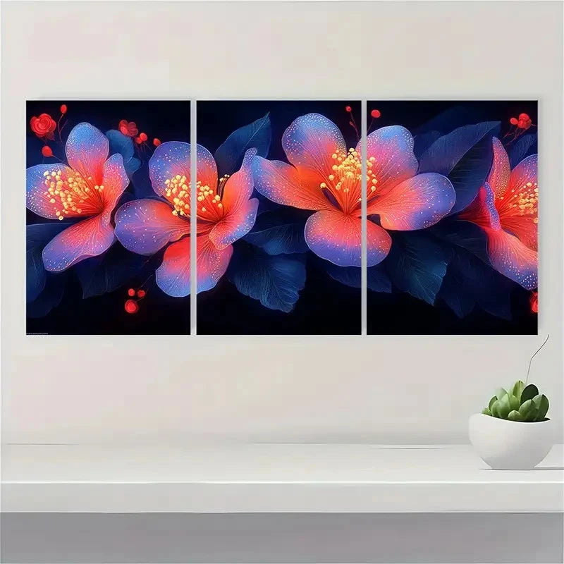 3pcs Australian Native Floral Digital DP   Framed Wall Art Set Canvas Framed 50x70cm - High Quality Print 100% Australian Made Wall Canvas Ready to Hang - Bella Home Decor