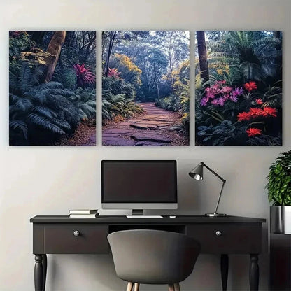 3pcs Tropical Floral & Lush Greenery Perfect Wall Art Set Canvas Framed 50x70cm - High Quality Print 100% Australian Made Wall Canvas Ready to Hang