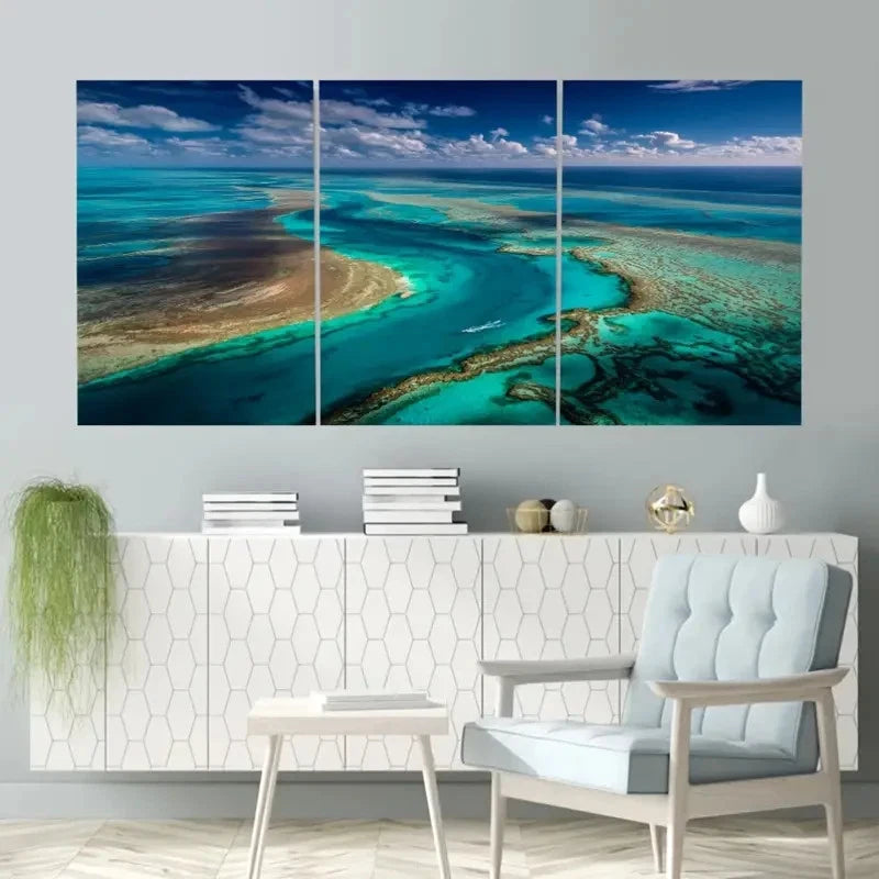 3pcs Beauty of Great Barrier Reef, Australia   Wall Art Set Canvas Framed 60x90cm - High Quality Print 100% Australian Made Wall Canvas Ready to Hang - Bella Home Decor
