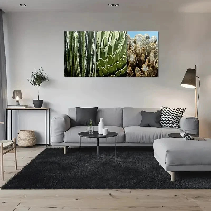 3pcs Desert Oasis Nature Green and Blue Metal Print Ready to Hang Art - Bella Home Decor
