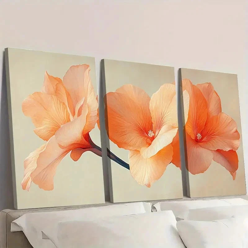 3pcs Canna Flower Print Plant Art ER    Wall Art Set Canvas Framed 50x70cm - High Quality Print 100% Australian Made Wall Canvas Ready to Hang - Bella Home Decor