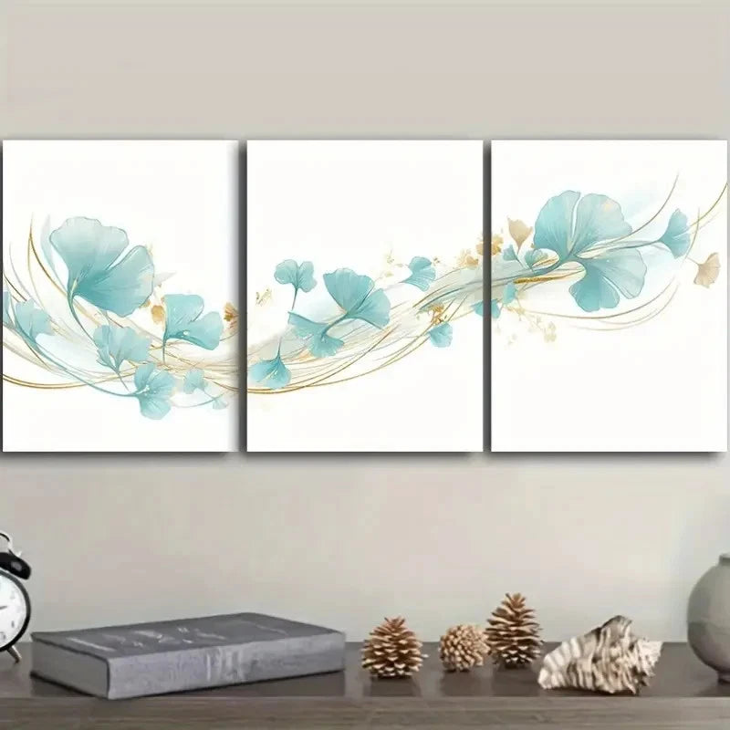 3pcs Ginkgo biloba Wall Art Set Canvas Framed 40x60cm - High Quality Print 100% Australian Made Wall Canvas Ready to Hang - Bella Home Decor