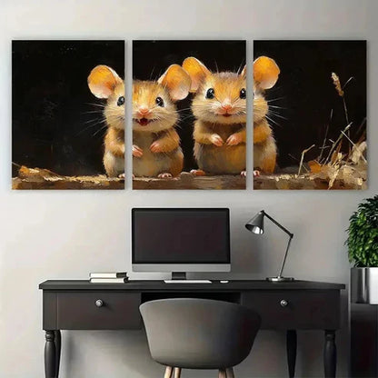 3pcs Mouse Impasto Farmhouse – Wall Art Canvas Unframed – High Quality Print 100% Australian Made Wall Canvas
