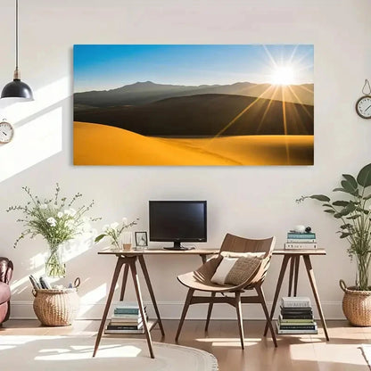 Great Sand Dunes Sunrise Hiking Wall Art Canvas Office Home Room Framed 120x60cm - Bella Home Decor