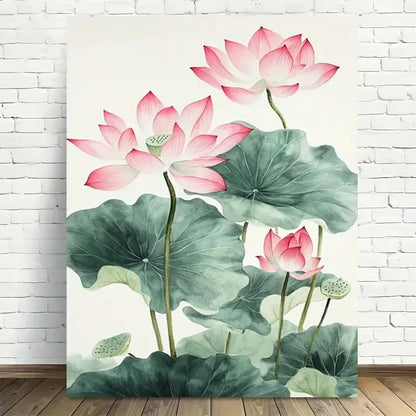 Beautiful Lush For Lotus Pond Painting 40x60cm Metal Print Ready to Hang - Bella Home Decor