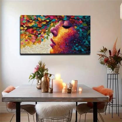 Large Abstract Leaf Face Modern Wall Art Canvas Office Home Room Framed 120x60cm
