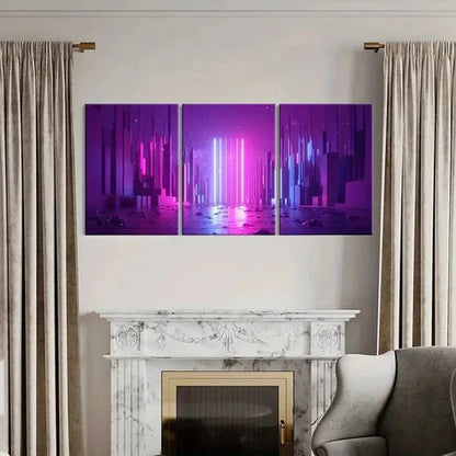 3pcs Neon Light Aesthetic Art Fantasy Cyberpunk Wall Art Canvas Unframed – High Quality Print 100% Australian Made Wall Canvas
