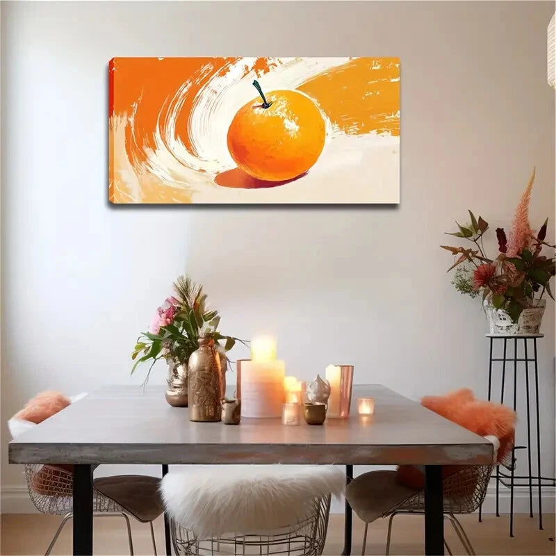 Orange A Bright Light Beige Wall Art Canvas Office Home Room Framed 120x60cm - Bella Home Decor