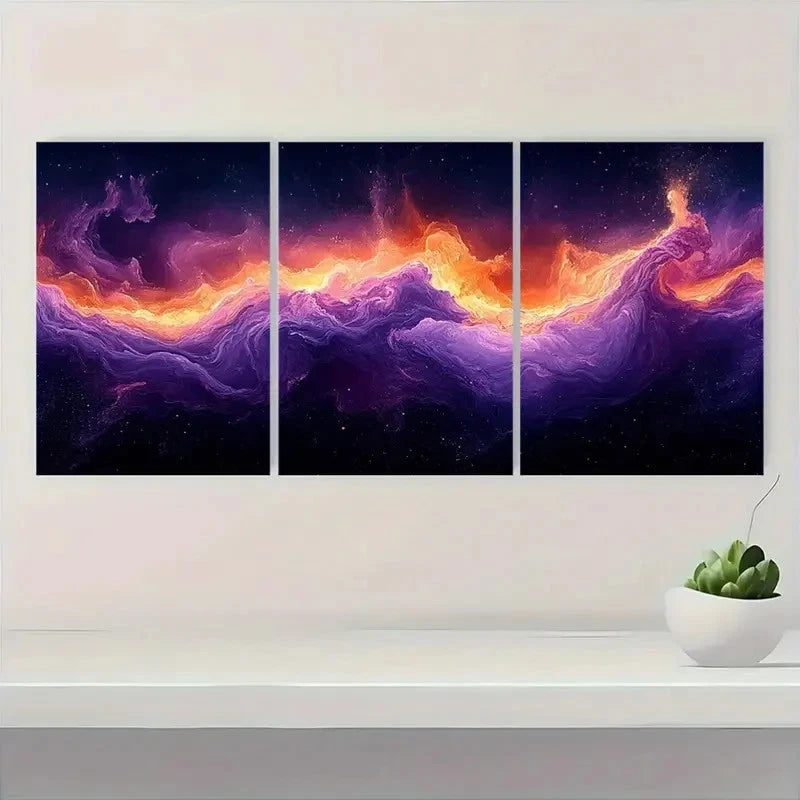 3pcs  Purple Abstract  Luxury Modern Art  EW    Wall  Art Set Canvas Framed 60x90cm - High Quality Print 100% Australian Made Wall Canvas Ready to Hang - Bella Home Decor