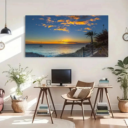 Cartoon Pattern Deco Sunset Wall Art Canvas Office Home Room Framed 120x60cm. - Bella Home Decor