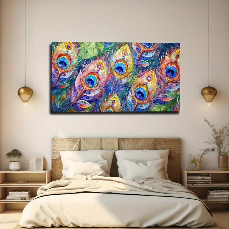 Style Peacock Coat Wall Art Canvas Office Home Room Framed 120x60cm
