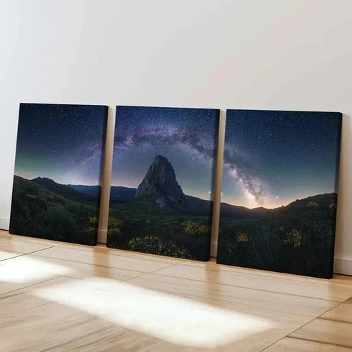 3pcs Rock Mountains Starry Sky Natural Wall Art Set Canvas Unframed - High Quality Print 100% Australian Made Wall Canvas