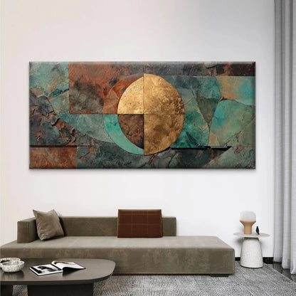Abstract with Metallic Tones Wall Art Canvas Office Home Room Framed 120x60cm