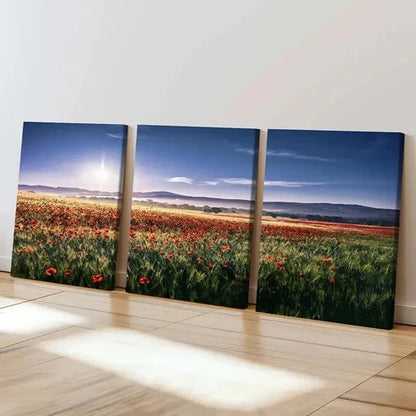 3pcs Sea Of Flowers Flower Garden Scenery Wall Art Canvas Unframed – High Quality Print 100% Australian Made Wall Canvas