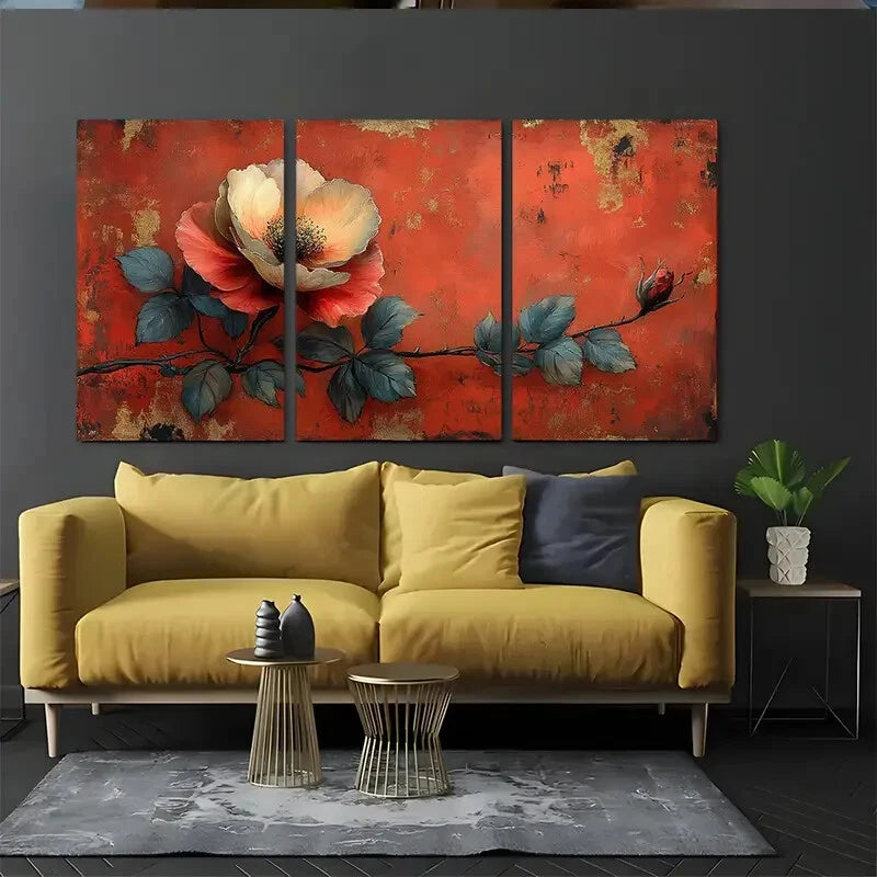 3pcs Journal Page Floral Illustration Perfect Wall Art Set Canvas Framed 40x60cm - High Quality Print 100% Australian Made Wall Canvas Ready to Hang - Bella Home Decor