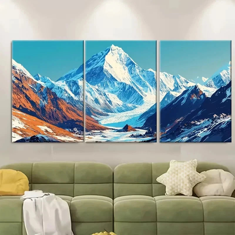 3pcs Sagarmatha National Park Wall Art Set Canvas Framed 40x60cm - High Quality Print 100% Australian Made Wall Canvas Ready to Hang