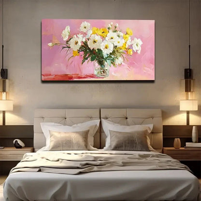 Bunch Of Flowers Glass Vase Wall Art Canvas Office Home Room Framed 120x60cm - Bella Home Decor