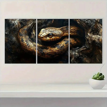 3pcs Canvas Snake Painting Artistic E  Wall Art Set Canvas Framed 50x70cm - High Quality Print 100% Australian Made Wall Canvas Ready to Hang - Bella Home Decor