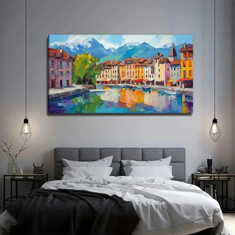 Vibrant Lakeside Perfect Wall Art Canvas Office Home Room Framed 120x60cm