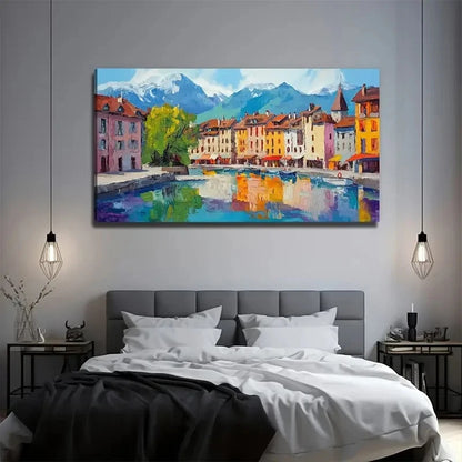 Vibrant Lakeside Perfect Wall Art Canvas Office Home Room Framed 120x60cm