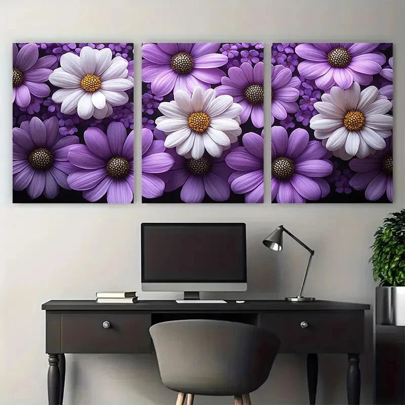 3pcs Elegant Marguerite Daisy Décor Perfect Wall Art Set Canvas Framed 40x60cm - High Quality Print 100% Australian Made Wall Canvas Ready to Hang