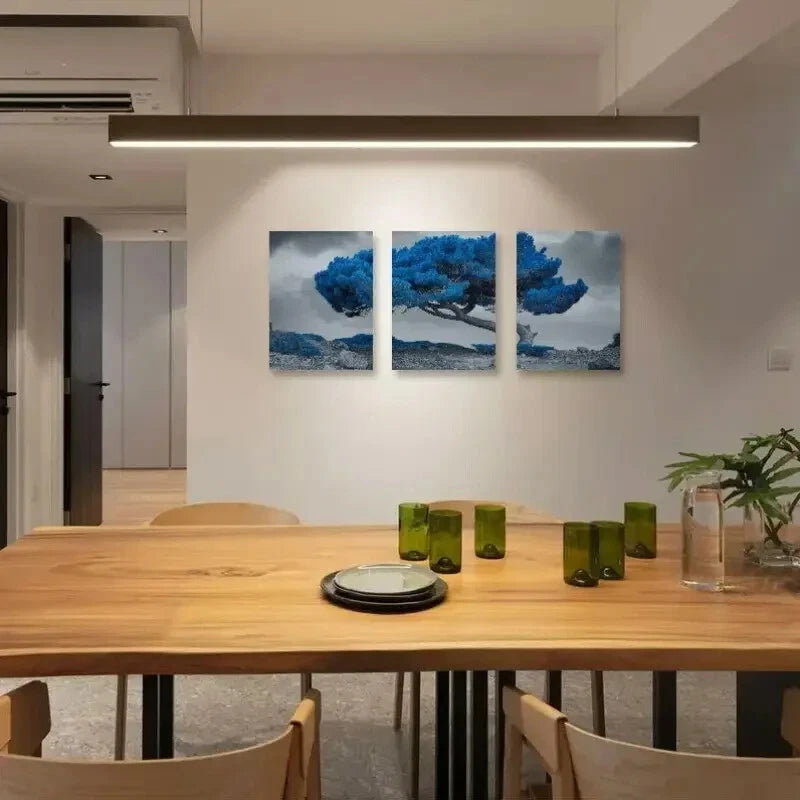 3pcs Modern Surreal Blue Tree Metal Print Ready to Hang Art - Bella Home Decor