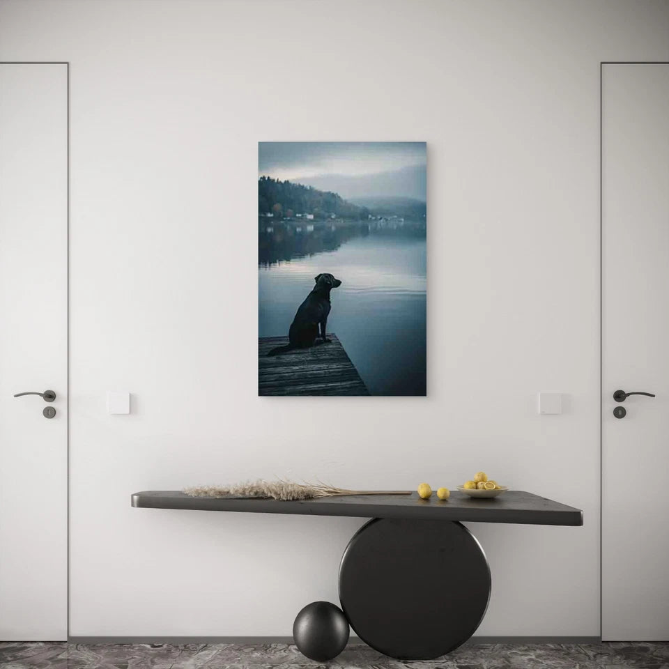 Labrador Retriever & Lake Scene Metal Print Ready to Hang