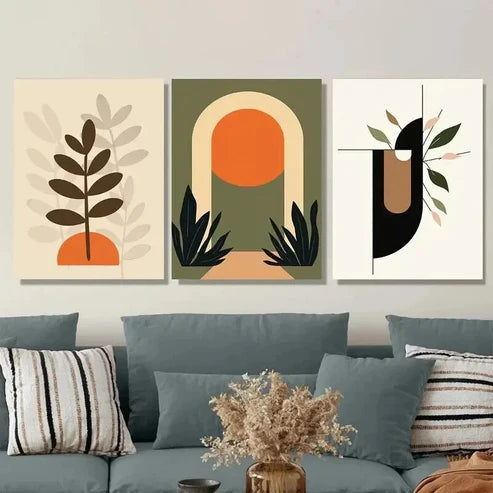 3pcs Modern Abstract Boho Style Wall Art Set Canvas Unframed - High Quality Print 100% Australian Made Wall Canvas