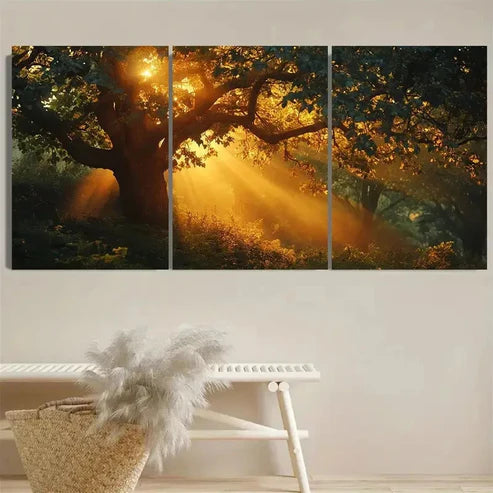 3pcs Serene Forest Wall Art Set Canvas Unframed – High Quality Print, 100% Australian Made Wall Canvas - Bella Home Decor