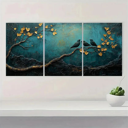 3pcs Rustic Love Themed Teal Blue and Black Wall Art Set Canvas Framed 40x60cm - High Quality Print 100% Australian Made Wall Canvas Ready to Hang - Bella Home Decor