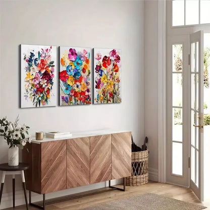 3pcs Watercolor Floral Canvas Framed 40x60cm - High Quality Print 100% Australian Made Wall Canvas Ready to Hang - Bella Home Decor