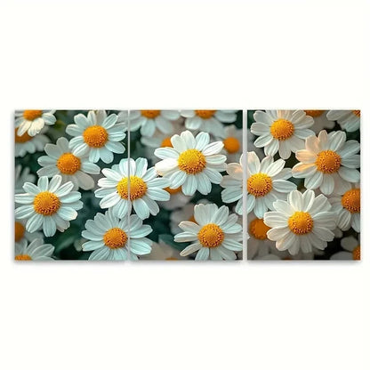 3pcs Daisy Chamomile Flora EI  Wall Art Set Canvas Framed 40x60cm - High Quality Print 100% Australian Made Wall Canvas Ready to Hang - Bella Home Decor