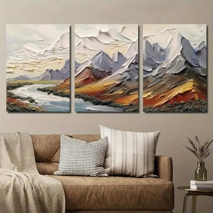 3pcs Mountain River Landscape Wall Art Set Canvas Unframed - High Quality Print 100% Australian Made Wall Canvas