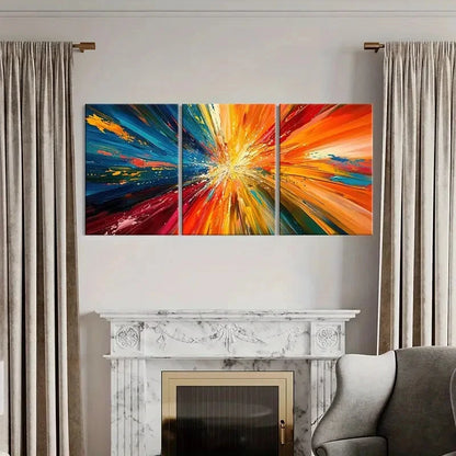 3pcs Abstract Art, Radiant Colors Vibrant Palette Metal Print Ready to Hang Art - Bella Home Decor