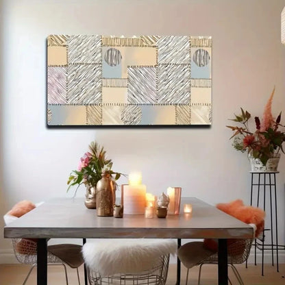 Psychedelic Rectangular Striped Wall Art Canvas Office Home Room Framed 120x60cm