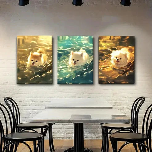 3pcs Vibrant and Playful Dog Portraits Perfect Wall Art Canvas Unframed - High Quality Print 100% Australian Made Wall Canvas
