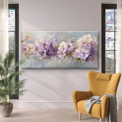 Pink Lavender & Lilac Floral Wall Art Canvas Office Home Room Framed 120x60cm