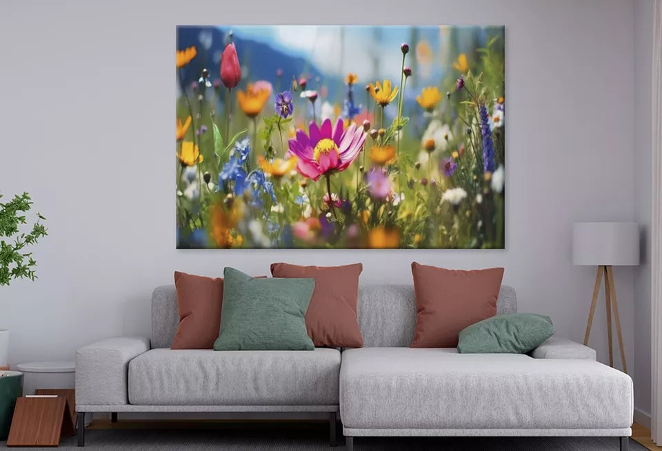 Spring Flower Field Summer Meadow  Wall Art Decor 100% Australian Made - Bella Home Decor