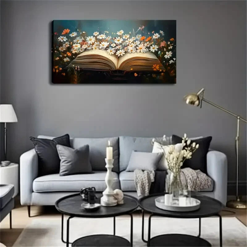 Beautiful Little Daisies Bloom Wall Art Canvas Office Home Room Framed 120x60cm - Bella Home Decor