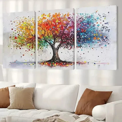 3pcs Ink Abstract Landscape Colorful Trees  Art Set Canvas Unframed - High Quality Print 100% Australian Made Wall Canvas