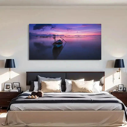 Sunrise Phu Quoc Island Boat Wall Art Canvas Office Home Room Framed 120x60cm
